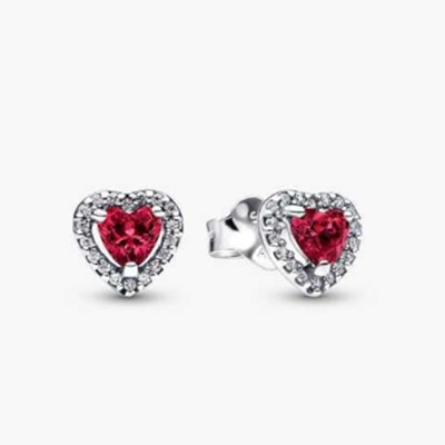 Elevated Red Heart Stud Earrings