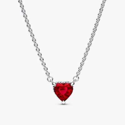 Sparkling Heart Halo Pendant Collier Necklace