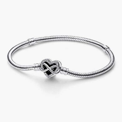Sparkling Infinity Heart Clasp Snake Chain Bracelet