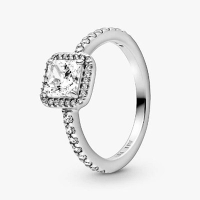 Square Sparkle Halo Ring